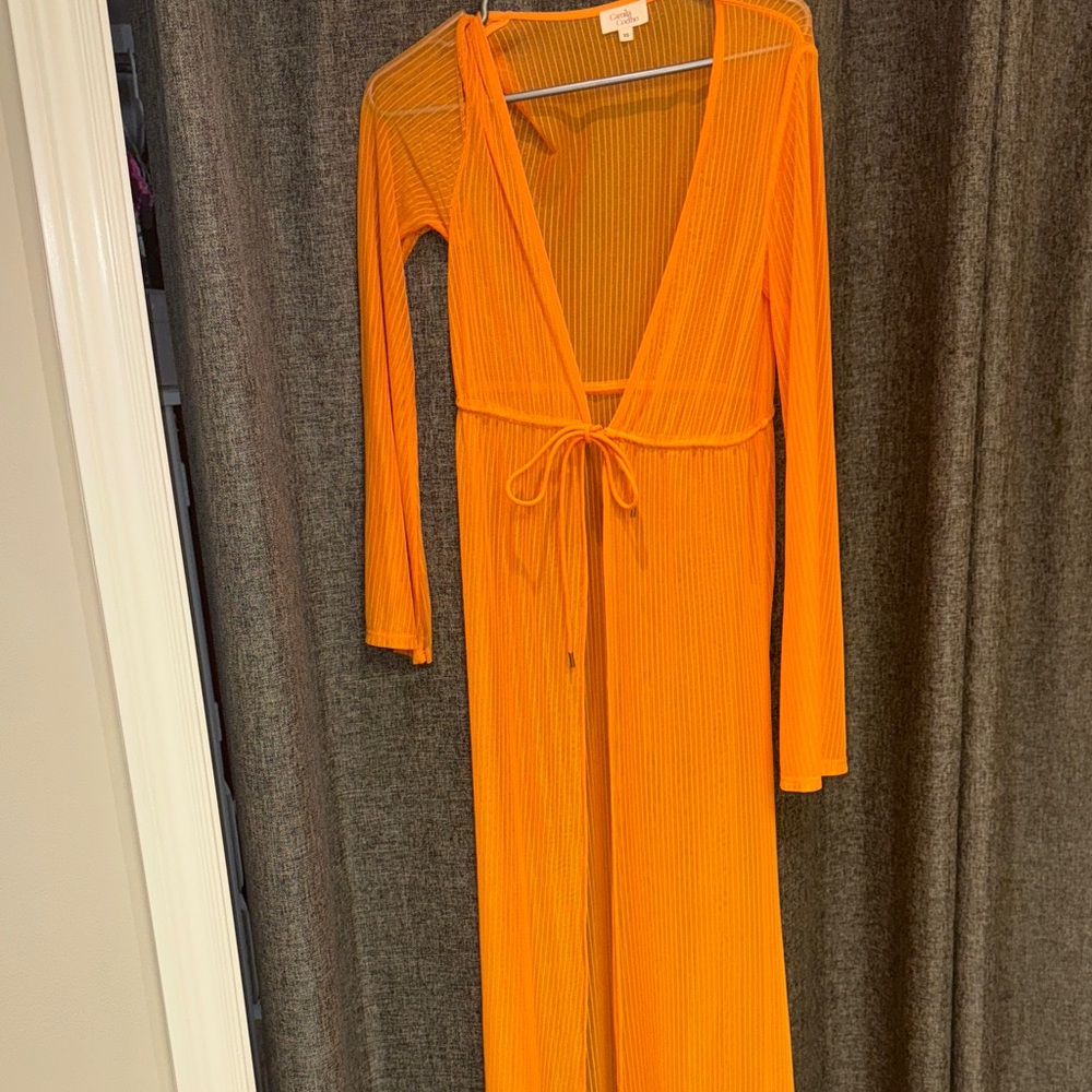 Orange Camila Coelho Long Sleeve Sheer Cover Up